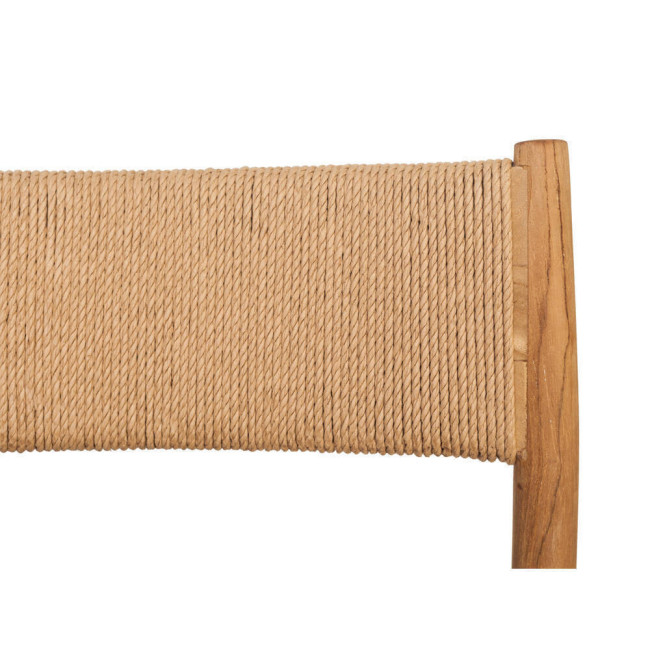 Silla Favaritx de madera de teca natural con trenzado de cuerda danesa en asiento y respaldo.