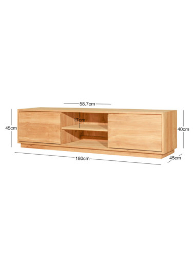 Mueble tv Son Parc en madera maciza de teca natural acabado fino | bosco