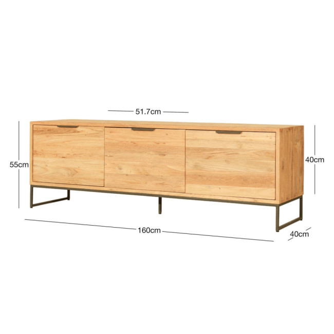 Mueble tv Cala Tirant en madera de teca reciclada con patas y tirador metálico antracita | bosco