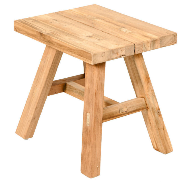 Banco Son Vilar en madera de teca reciclada y rasgada con diseño robusto| bosco
