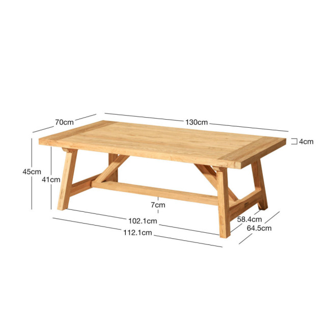 Mesa modelo Penyes en madera de teca reciclada acabado rasgado | bosco
