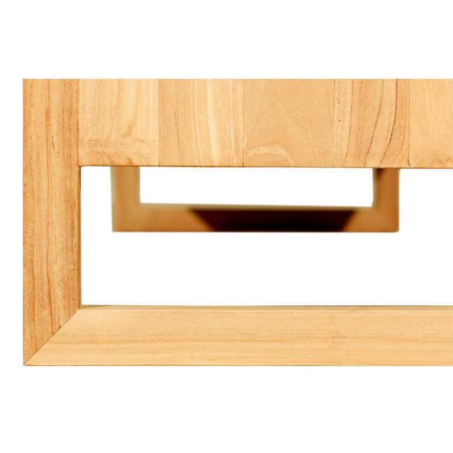 Mueble tv Arenal en madera de teca natural maciza acabado fino y tirador metálico antracita | bosco