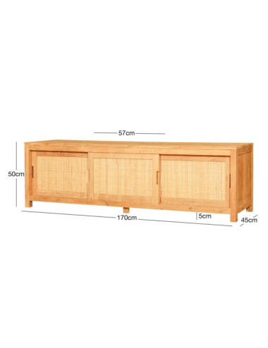 Mueble tv Fornells en madera de teca reciclada con puertas corredizas | bosco