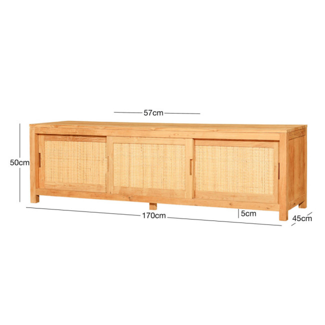 Mueble tv Fornells en madera de teca reciclada con puertas corredizas | bosco