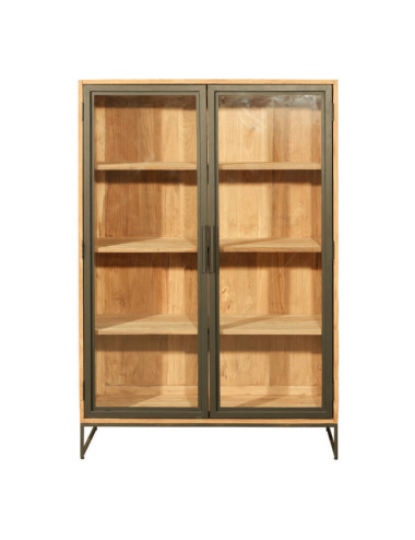 RT-1162A VITRINA SANT ANTONI DE 110 X 40 X 160H. TECA RECICLADA, PIES Y PUERTA METALICA.