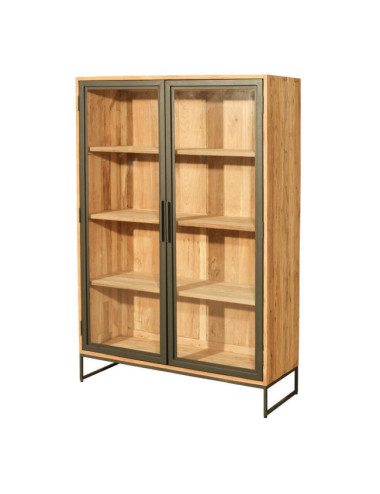 RT-1162A VITRINA SANT ANTONI DE 110 X 40 X 160H. TECA RECICLADA, PIES Y PUERTA METALICA.