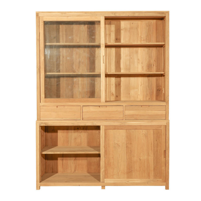 Vitrina Santa Ana en madera de teca reciclada con cajones y puertas | bosco