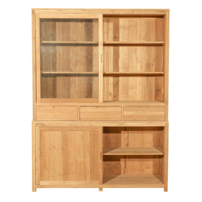 Vitrina Santa Ana en madera de teca reciclada con cajones y puertas | bosco