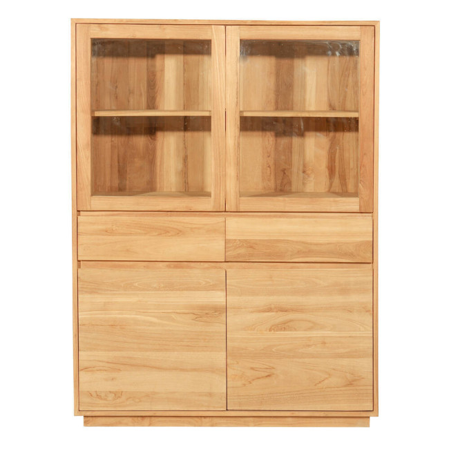 Vitrina Sant Felip en madera de teca natural con cajones y cristal | bosco