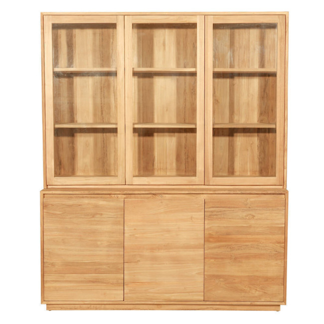 Vitrina Sant Nicolau en madera de teca natural y puertas acristaladas | bosco