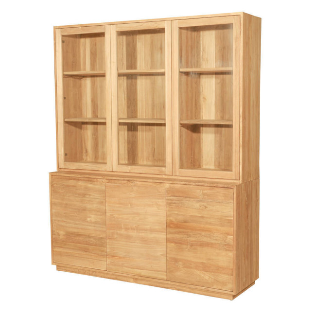 Vitrina Sant Nicolau en madera de teca natural y puertas acristaladas | bosco