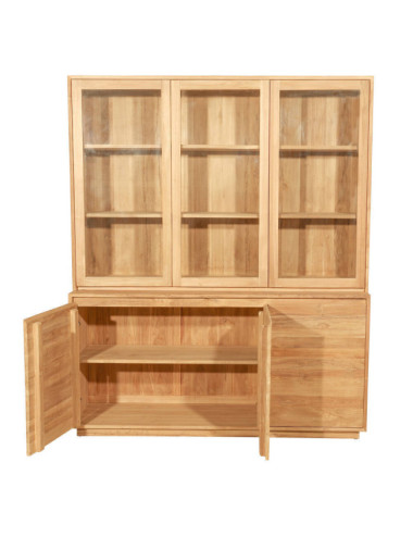 Vitrina Sant Nicolau en madera de teca natural y puertas acristaladas | bosco