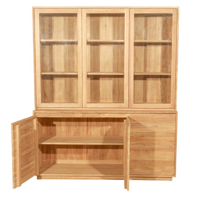 Vitrina Sant Nicolau en madera de teca natural y puertas acristaladas | bosco