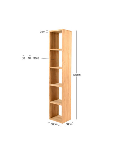 Estantería Cala Pilar en madera de teca natural de diseño minimalista| bosco