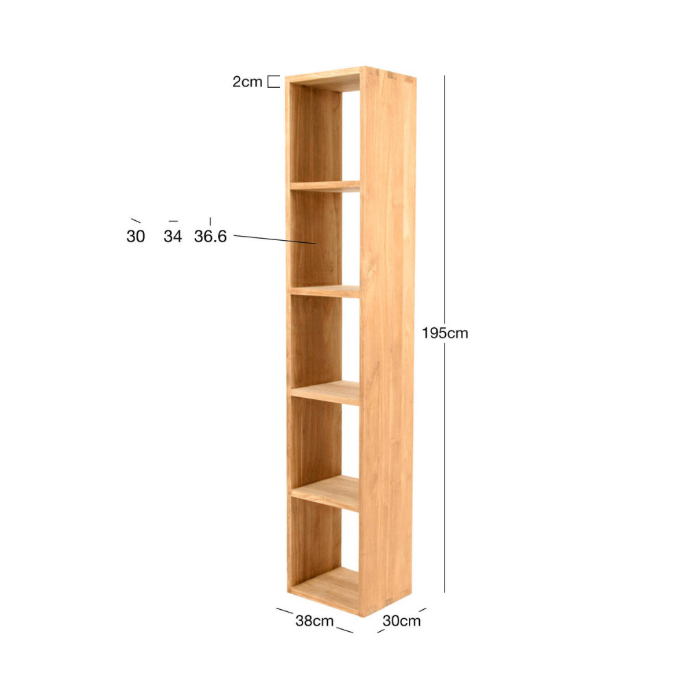 Estantería Cala Pilar en madera de teca natural de diseño minimalista| bosco