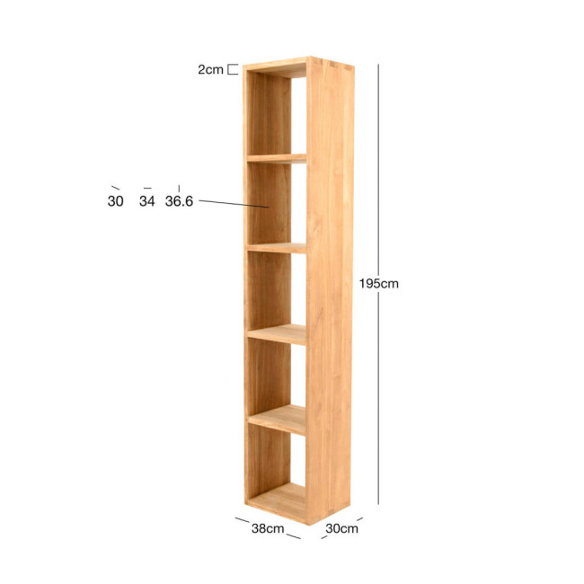 Estantería Cala Pilar en madera de teca natural de diseño minimalista| bosco