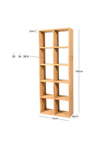 Estantería Cala Pilar en madera de teca natural de diseño lineal| bosco
