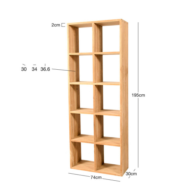 Estantería Cala Pilar en madera de teca natural de diseño lineal| bosco