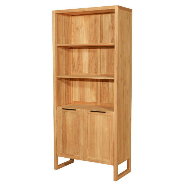Estantería Cales Fonts en madera de teca natural con tiradores metálicos| bosco