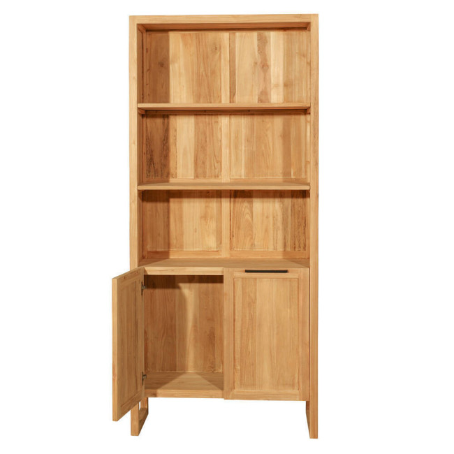 Estantería Cales Fonts en madera de teca natural con tiradores metálicos| bosco