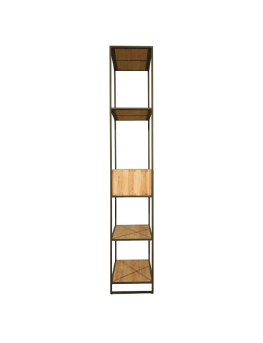 RT-1160A ESTANTERIA CALA CORB CON 1 CAJON DE 90 X 35 X 200H. TECA RECICLADA RASGADO Y ESTRUCTURA METALICA.