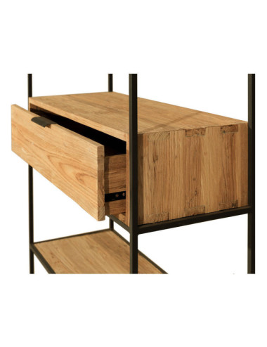 Estantería Cala Corb en teca reciclada rasgada combinada con metal| bosco