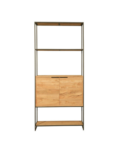 RT-1161A ESTANTERIA CALA CORB CON 2 PUERTAS DE 90 X 35 X 200H. TECA RECICLADA RASGADO CON ESTRUCTURA METALICA.