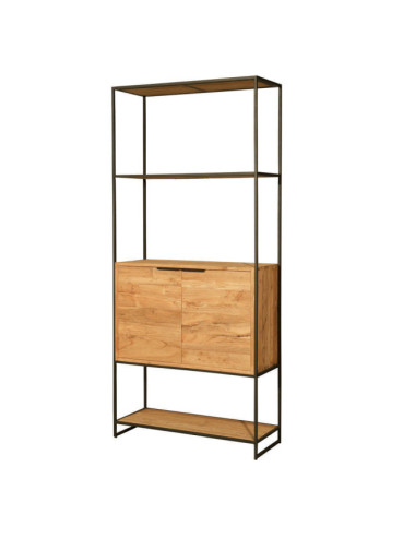 RT-1161A ESTANTERIA CALA CORB CON 2 PUERTAS DE 90 X 35 X 200H. TECA RECICLADA RASGADO CON ESTRUCTURA METALICA.