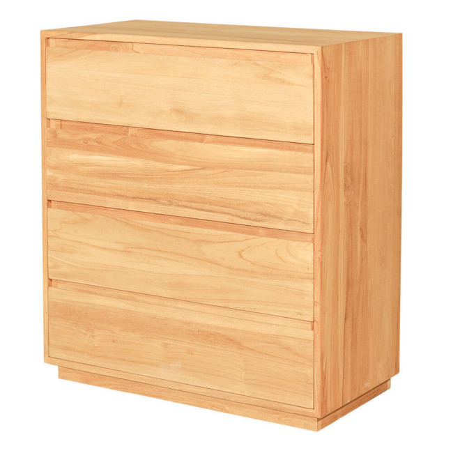 Cómoda Fondes en madera de teca natural con cuatro cajones| bosco