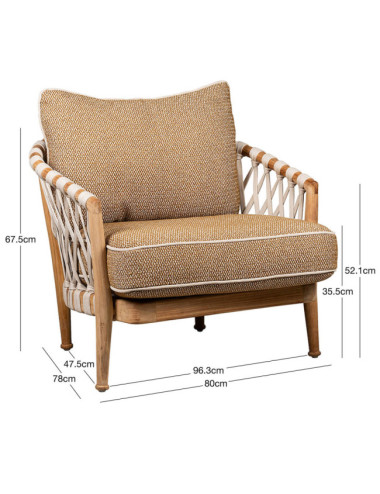 Sillón Es Codolar en madera maciza de teca natural acabado fino | bosco