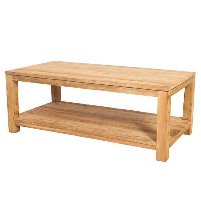 Mesa modelo Son Saura en madera de teca reciclada acabado rasgado | bosco