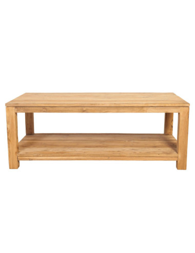 RT-1002A MESA CENTRO SON SAURA DE 120 X 60 X 45H. TECA RECICLADA ACABADO RASGADO