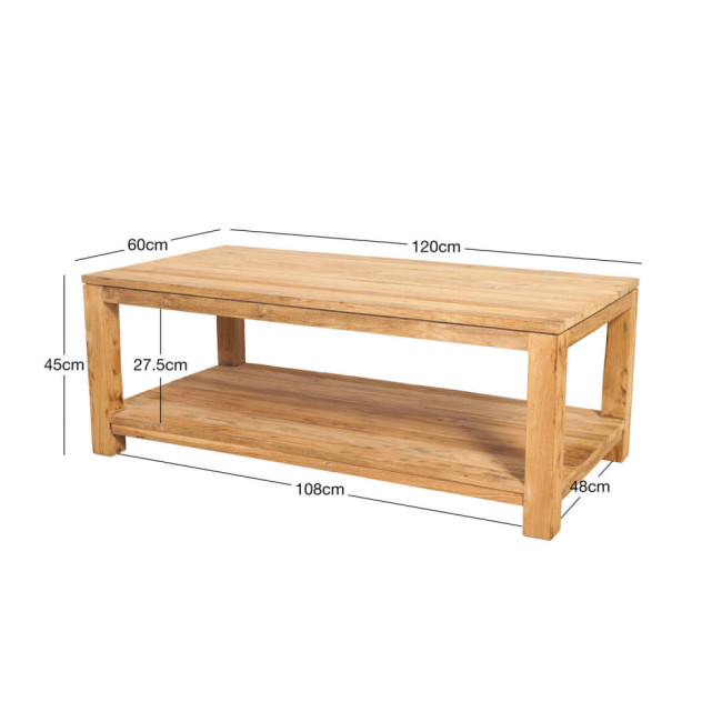 Mesa modelo Son Saura en madera de teca reciclada acabado rasgado | bosco
