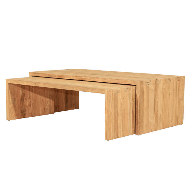 Mesa modelo Escorxada en madera de teca reciclada acabado rasgado | bosco