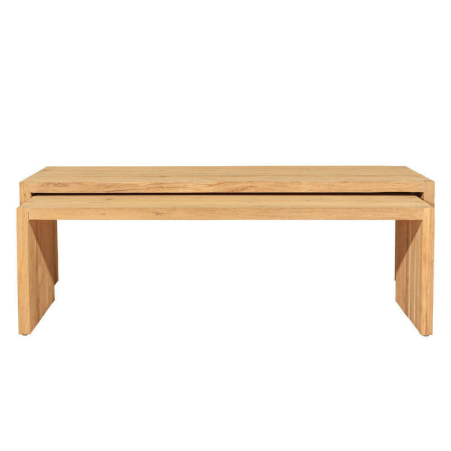 Mesa modelo Escorxada en madera de teca reciclada acabado rasgado | bosco