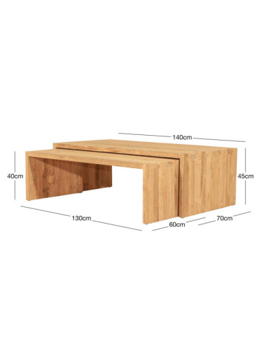 Mesa modelo Escorxada en madera de teca reciclada acabado rasgado | bosco
