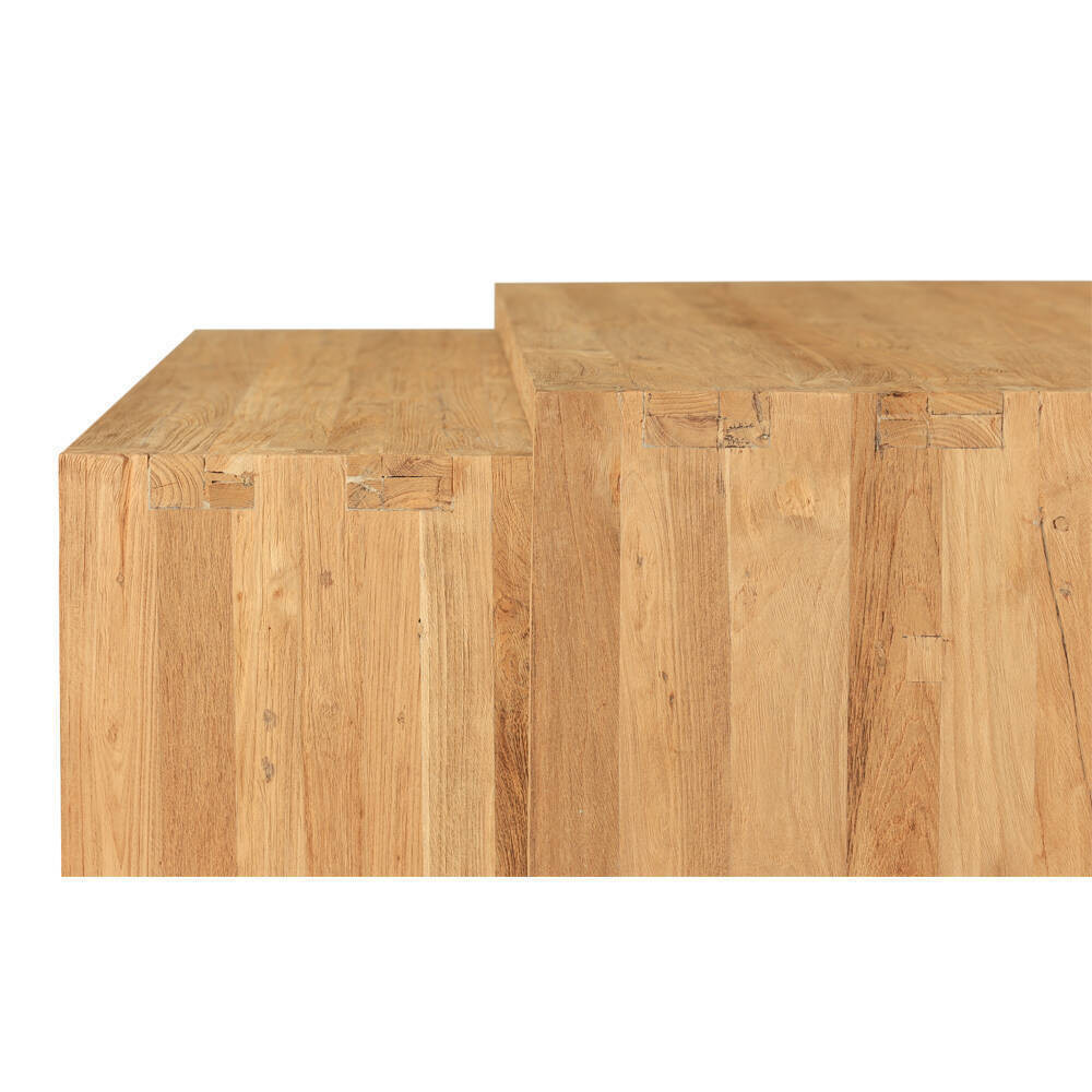 Mesa modelo Escorxada en madera de teca reciclada acabado rasgado | bosco