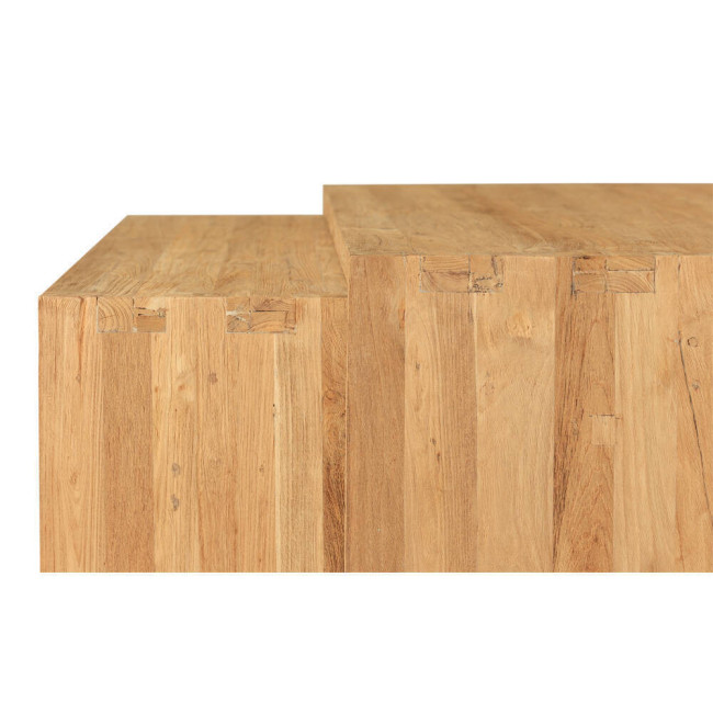 Mesa modelo Escorxada en madera de teca reciclada acabado rasgado | bosco
