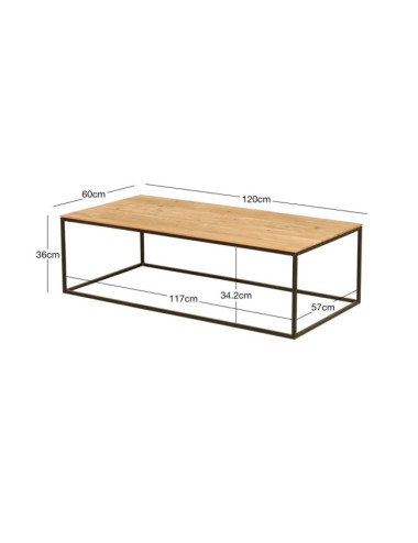 Mesa modelo Mitjana en madera de teca reciclada y hierro lacado negro| bosco