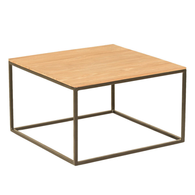Mesa de rincón modelo Mitjana en madera de teca reciclada y hierro lacado negro| bosco