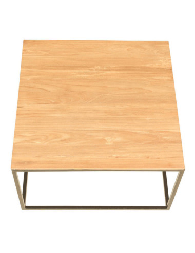 Mesa de rincón modelo Mitjana en madera de teca reciclada y hierro lacado negro| bosco