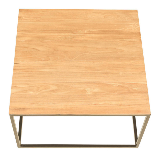 Mesa de rincón modelo Mitjana en madera de teca reciclada y hierro lacado negro| bosco