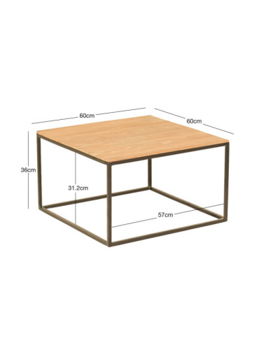 Mesa de rincón modelo Mitjana en madera de teca reciclada y hierro lacado negro| bosco