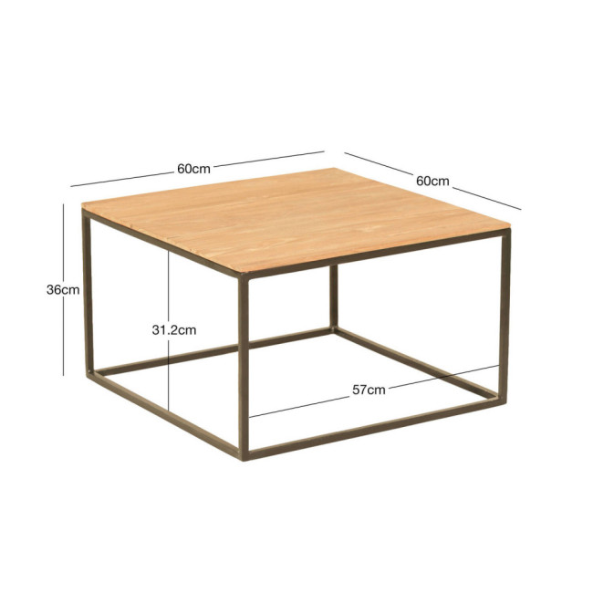 Mesa de rincón modelo Mitjana en madera de teca reciclada y hierro lacado negro| bosco