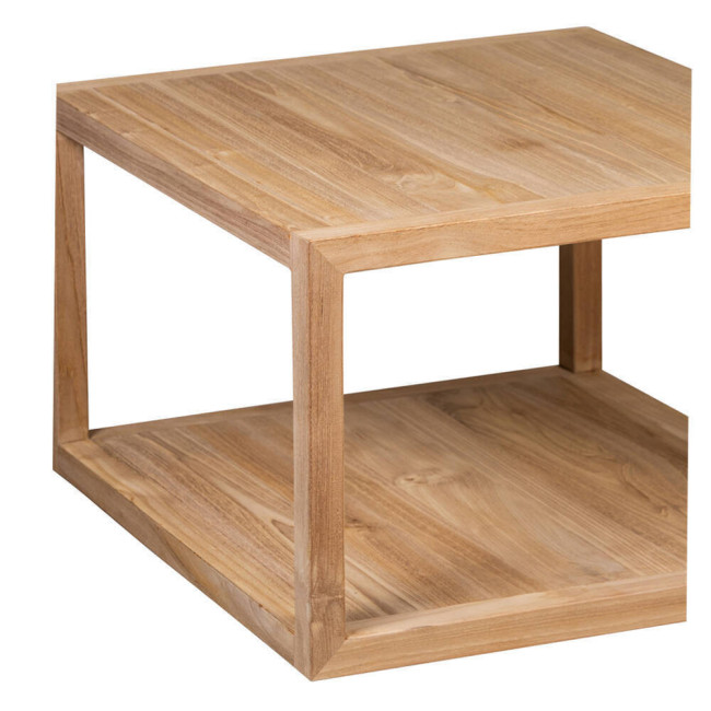 Mesa de rincón modelo Turqueta en madera de teca con acabado lijado fino | bosco