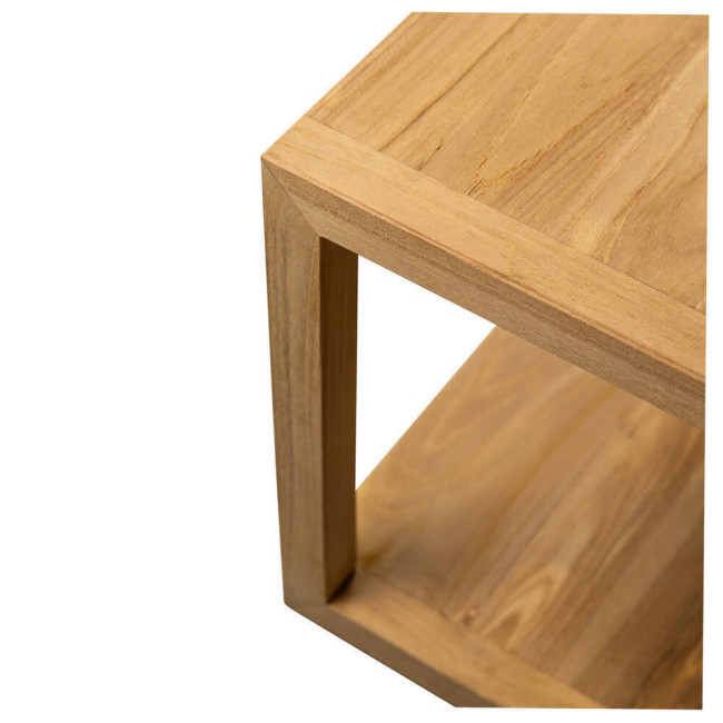 Mesa de rincón modelo Turqueta en madera de teca con acabado lijado fino | bosco