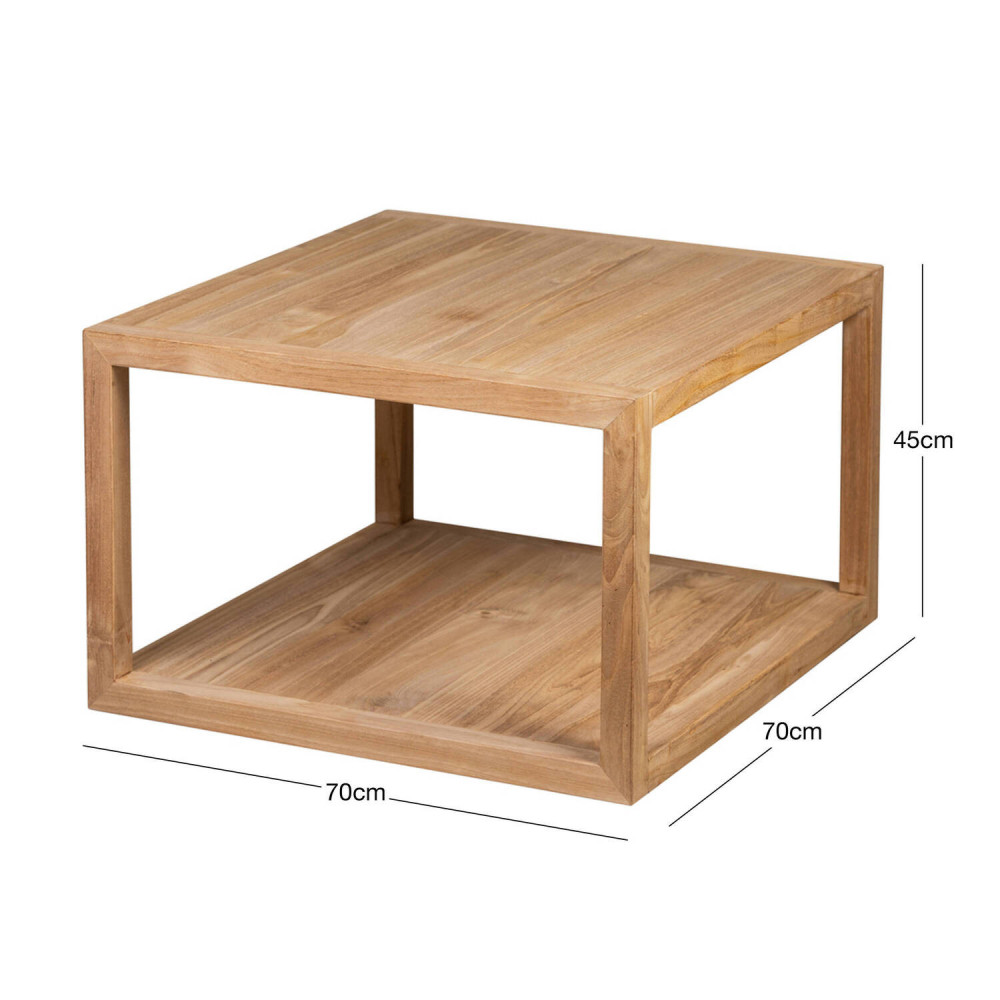 Mesa de rincón modelo Turqueta en madera de teca con acabado lijado fino | bosco