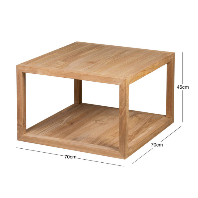 Mesa de rincón modelo Turqueta en madera de teca con acabado lijado fino | bosco