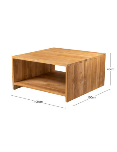 Mesa de centro Es Talaier en madera de teca natural con cajón central| bosco