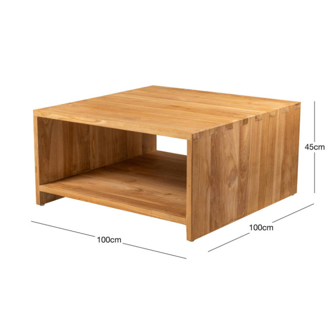 Mesa de centro Es Talaier en madera de teca natural con cajón central| bosco